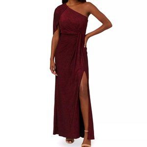Adrianna Papell Women's Metallic Draped One-Shoulder Gown